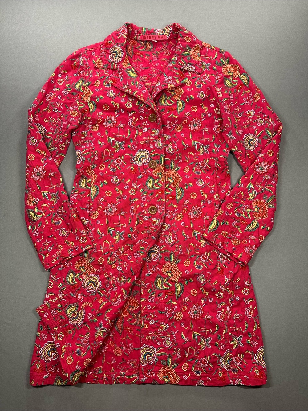 Johnny Was Longline Pink Floral Lightweight Shirt Jacket - Womens Small